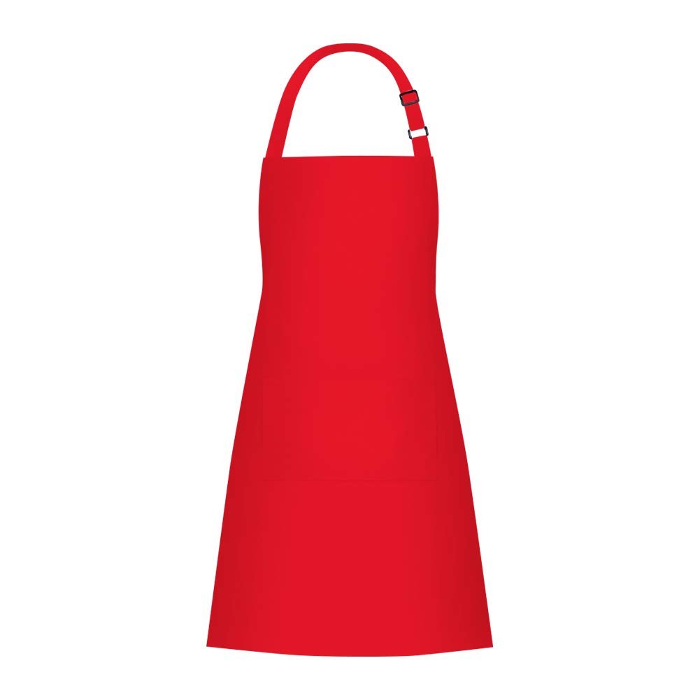 Jubatus 1 Pack Bib Aprons with 2 Pockets Cooking Chef Kitchen Apron for Women Men, Red