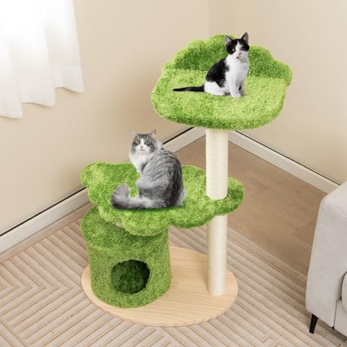 Torre para gatos madera moderna 38 pulgadas para interiores miniatura 2