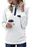 BTFBM Women Fashion Sweatshirts 2026 Quilted Pattern Lightweight Zipper Long Sleeve Casual Pullover Tops Outfits Clothes(Pure White, Large)