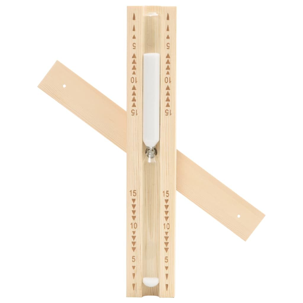 Reloj de arena para sauna de 15 minutos de madera de pino maciza, cristal resistente al calor, marcado en 5 10 y 15 minutos, 29,5 cm para accesorios de sauna, infusión, bienestar y relajación