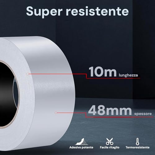 Dichtband aus Aluminium, hitzebeständig und wasserfest, Aluminiumband für Rohrreparaturen, aus Aluminium, 48 mm x 10 m