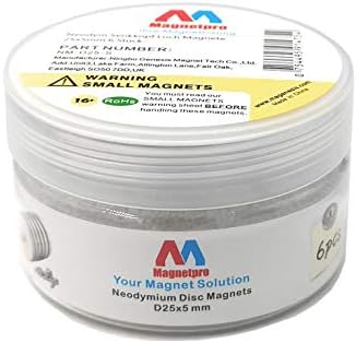 Magnetpro Neodymium Disc Magnet 10 KG Force 25 x 5 mm, Strong Countersunk Hole Rare Earth Magnets with Screws (Pack of 6)