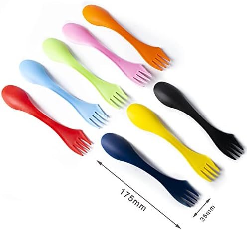 GWAWG Plastic Sporks 8PCS Camping Cutlery 3 in 1 Spork Spoon Knife for Travel Outdoor