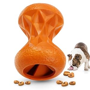 Indestructible Dog Toys Treat Dispensing – Super Tough Dog Toys for Aggressive chewers Large Breed Durable Dog Toys IQ Training (Orange)