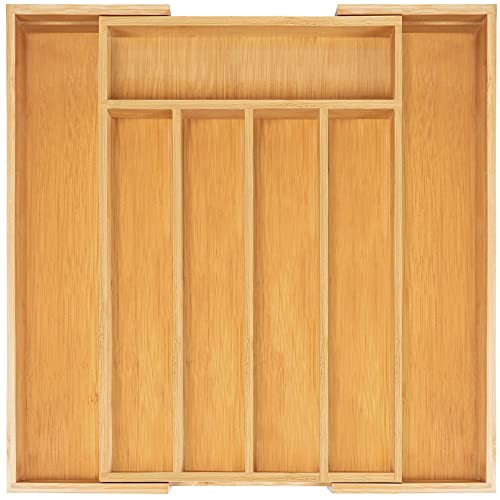 Besilord Expandable Utensil Organizer Silverware Organizer For Kitchen Adjustable Utensils Holder Bamboo Large Flatware Silverware Cutlery In Drawer #TOP15
