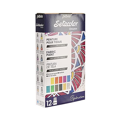 Pebeo Tinta de tecido Setacolor, 12 x 20 ml, sortidas