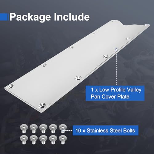 Image of LS Gen 3 Valley Pan Cover Plate Low Profile Compatible with LSX LS1 LM7 LR4 LQ4 LS6 L59 LQ9 LM4 L33 (Silver)