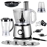 Multifunktionale Küchenmaschine MULTIMAX X 1400W 12 in 1 Zerkleinerer Mixer Kneter 3L Schüssel Reiben Schneiden Mixen Mahlen Entsaften Edelstahlmesser Smoothie Aufsatz Kaffeemühle Küchenhelfer