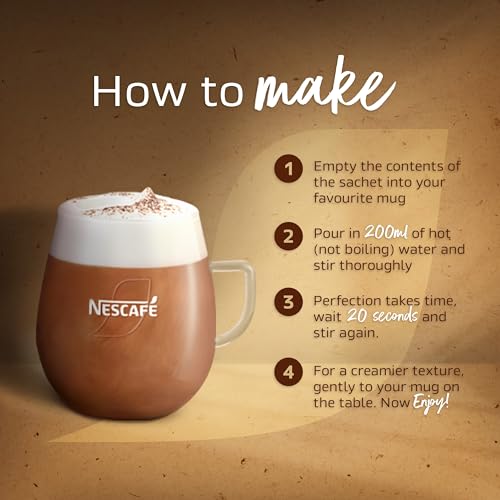 NESCAFÉ Vanilla Latte Instant Coffee 8 x 18.5g Sachets, 100% Responsibly Sourced Coffee (Pack of 6)