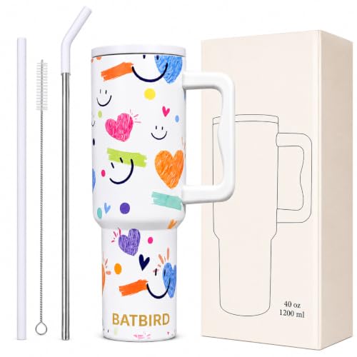 Image of Stainless Steel 1200 ml Vacuum Tumbler with Lid & Straw - Double‑Wall Insulated Cup for Travel, Gym & Office - Keeps Beverages Hot or Cold - 1.2 L Capacity (White Smily)