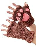OTPEH Cat Paws Gloves Fingerless Bear Furry Paw Cute Hand Gear Cosplay Costume Accessories