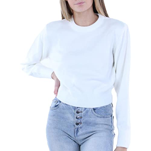 Image of Danielle Bernstein Womens Crewneck Cropped Pullover Sweater White L