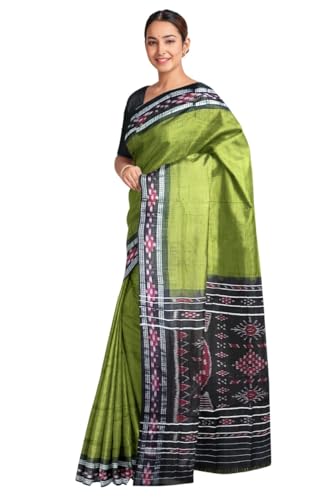 Image of COTTONSILK & KHANDUAPATA Odisha Sambalpuri Handloom Ikat Women Cotton Saree, Odisha Handloom Handmade Pure Cotton Khandua Saree, Ikkat Orissa Traditional Handloom Saree Without Blouse 430