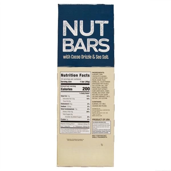 Nut Bars, Mixed Nuts Snack Bars, Made with a blend of crunchy nuts for a satisfying snack packed with protein and healthy fats , Crafted with wholesome ingredients and no unnecessary additives , Perfect for breakfast, midday snack, or post-workout fuel. 30 count [ 43.3 oz , 2.7 lb ]