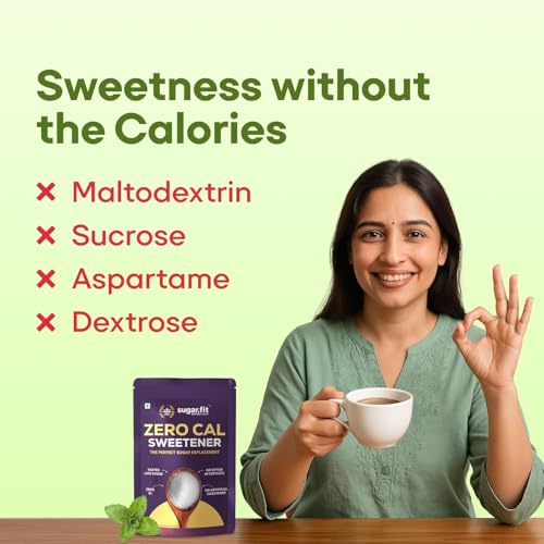 Image of Sugar.fit Zero Calorie Stevia Sweetener | 100% Plant-Based Stevia & Erythritol Blend, Zero Glycemic Index, Sugar-Free, No Bitter Aftertaste, Keto-Friendly, 1:1 Sugar Replacement - 400g