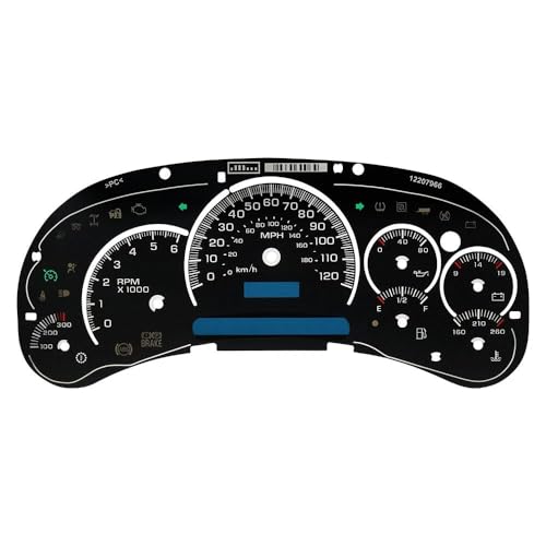 Mthyolix Black Custom Replacement for GM Gauge Face Overlay Replacement for Chevy Silverado-Sierra Tahoe—Instrument Cluster Upgrade