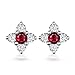 Daesar Ohrstecker 750 Weißgold Damen Kleeblatt mit Rubin 0.32ct, Weißgold Ohrringe Diamant Hochzeit