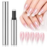 Aurora Chrom Nagelpuder Stift, Weiß-Rosa Perlmutt Chrome Powder mit Schwamm-Applikator, Schimmerndes Glitzerpuder für Glazed Donut, Gel-Nageldesign, Nail Art Zubehör, leicht anzuwenden