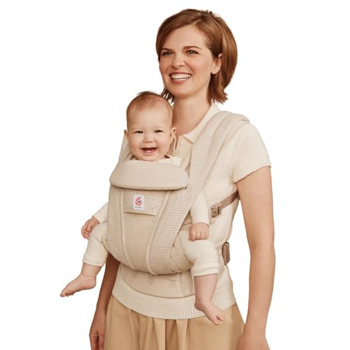 Image of Ergobaby Omni Deluxe Baby Carrier Newborn to Toddler - Breathable Baby Carriers for Summer - All-Position Carrier with Enhanced Lumbar Support & Airflow (7-45 Pounds), Mesh, Natural Beige