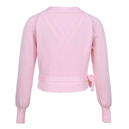 Inhzoy Kids Girls Cotton Long Sleeve Ballet Dance Shrug Cardigan Knit Wrap Sweater Warm-Up Tops Pink 9-10 #TOP1