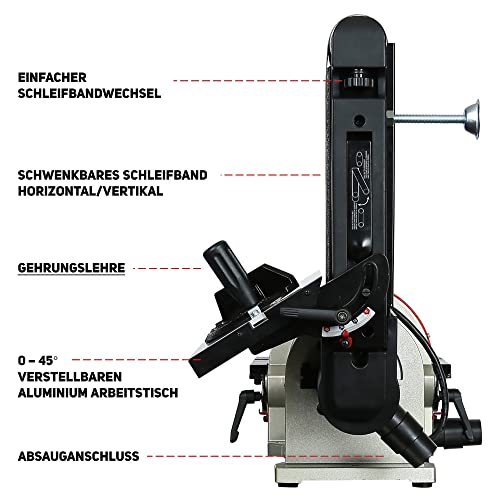 Bandschleifer Bucktool 500W mit Band- und Tellerschleifer Zubehör