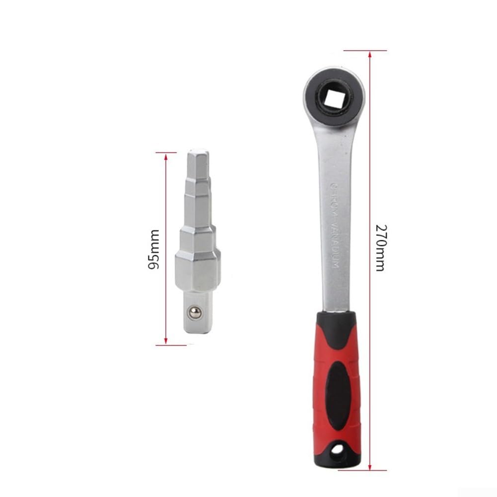 Lioaeust Clé à cliquet pour radiateur étagée, poignée réglable en acier au carbone pour la plupart des valves de radiateur, tétons, bouchons, connecteurs de réservoir (A)