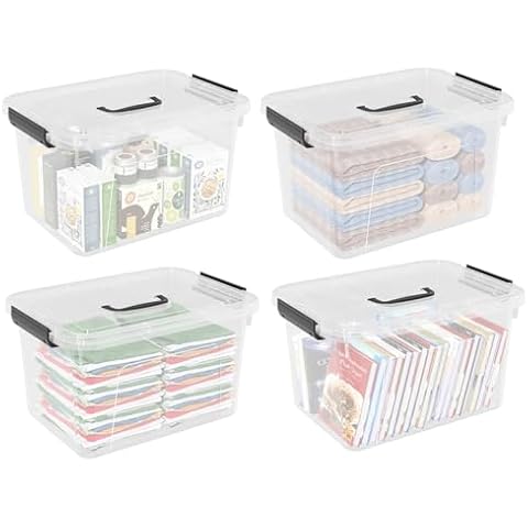 DynkoNA 4-Pack 17.5 Quart Clear Storage Box, Plastic Storage Bin with Lids Cover