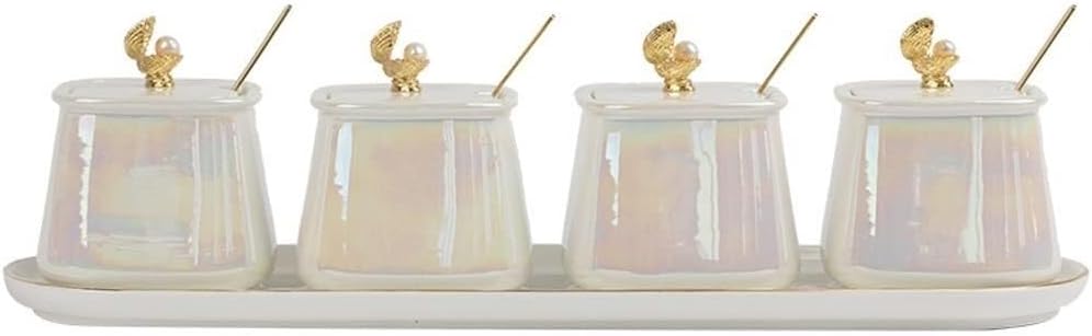 Ceramic Condiment Jar Set with Lid, Spice Box Set for Seasoning, Sugar, Salt, and Kitchen Storage Kitchen Spice Containers