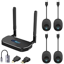 Wireless Hdmi Transmitter and Receiver 4k. One Receiver and Four Transmitter,Switch at Will,165FT/50M VGA Dual Screen Casting Video Audio from PC/Laptop/Netfix/TikTok to Monitor,Projector Equipment