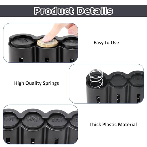 JINJUMEI 2 Stück Münzbox Euro-Münzen Aufbewahrungsbox Kompakter Münzhalter mit 5 Münzen-Sortierer Kleingeld Sortierer Box Münzsammler Münzspender für Kellner, Taxifahrer und Marktverkäufer