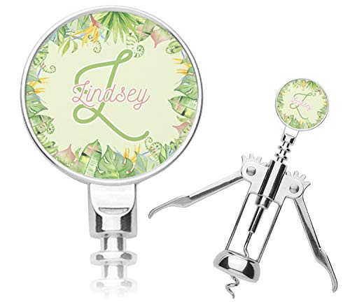 Personalized Tropical Leaves Border Corkscrew
