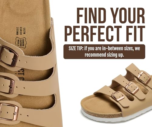 Image of Project Cloud 100% Genuine Leather Summer Sandals for Women 2026 - Memory Foam & Cork Footbed Beach Vacation Essentials Womens Sandals Comfortable Lightweight Slides for Women Footwear (Capri)