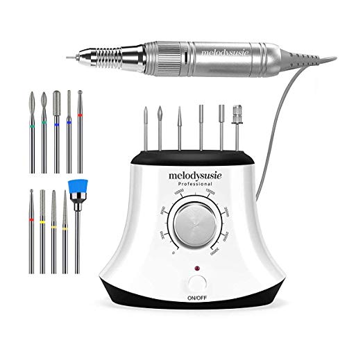 MelodySusie 30000 rpm Professional Nail Drill-Scarlet, High Speed, Low Heat, Low Noise, Low Vibration, Portable Electric Efile Drill with 10 PCS Diamond Bits for Acrylics Gel Nails