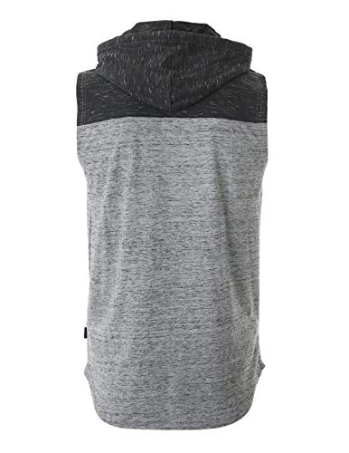 ZIMEGO Men's Color Block Sleeveless Pullover Kangaroo Pocket Workout Hooded Tank3