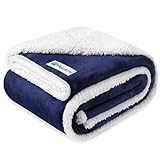 PetAmi Waterproof Dog Blanket for Couch, Sofa | Waterproof Sherpa Pet Blanket for Large Dogs, Puppies | Super Soft Washable Microfiber Fleece | Reversible Design | 50 x 40 (Blue)