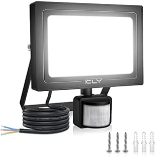 CLV 35W Security Lights Outdoor Motion Sensor, 3000 Lumen IP66 Waterproof LED Floodlight with PIR, Upgrade 30W LED Outdoor Lights Mains Powered, 6500K Cold White Outside Lights for Backyard, Garden