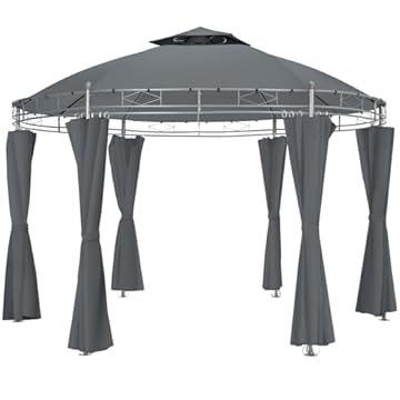 tectake® Gazebo da Giardino Deluxe, Gazebo Esterno Resistente con Teli Laterali, Gazebo da Esterno Regolabile, Gazebo Impermeabile, Resistente ai Raggi UV, Design Elegante - Antracite