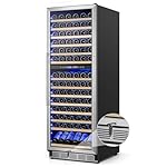 Wine Cooler Refrigerator 24 Inch, 180 Bottles Large Wine Fridge Dual Zones, Tall Freestanding/Built-in Wine Cellar Professional with Reversible Door Sliding Rail Shelves