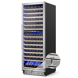 Wine Cooler Refrigerator 24 Inch, 180 Bottles Large Wine Fridge Dual Zones, Tall Freestanding/Built-in Wine Chiller with Low Noise, Wine Cellar Professional with Upgraded Reversible Door