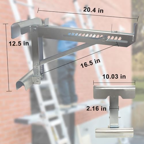 Ganggend Ladder Jacks for Scaffolding Platform,2 Pack Aluminum Ladder Jacks Bracket,Two-Rung Short Body Scaffold Extension Ladder Jack for Working 20 inch Stage