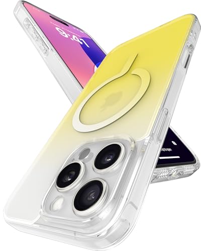 Image of eller sante Maven Magpro Back Cover Case for iPhone 16 Pro Scratch Resistant Camera Screen Protector TPU Shockproof 10ft Drop Protection Support Mag-Safe Wireless Charging- Light Yellow