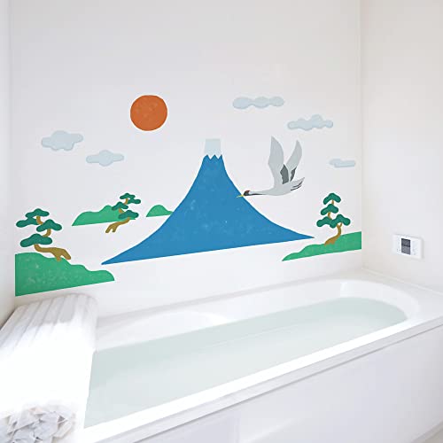 富士山 剥がせる ウォールステッカー おふろのへや B 富士山セット 巾130cm × 90cm 1シート 防水 浴室 賃貸 壁紙屋本舗【受注生産品・キャンセル不可】のサムネイル