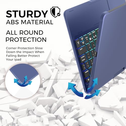 Image of NOKBABO for iPad 10th 11th (A16) Generation Case with Keyboard, iPad Air 11 case (M4 /M3 /M2), Keyboard for iPad Pro 11 (4th /3rd /2nd /1st) & iPad Air 5 /4, Trackpad, 360 Swivel, Backlit - Midnight Blue