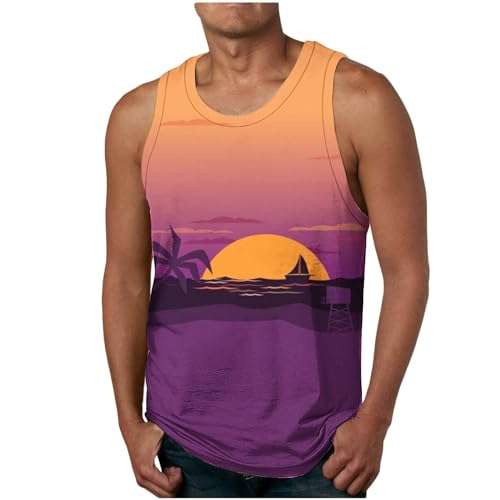 Camiseta sin mangas morada Muscularfit con estampado de coco en talla XXL