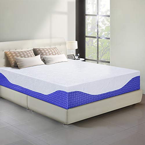 PrimaSleep 12 Inch Multi-Layered I-Gel Infused Memory Foam Mattress/Cobalt Blue/King