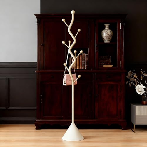 Perchero de metal de diseño elegante blanco y negro de 175 cm de alto para interiores 3