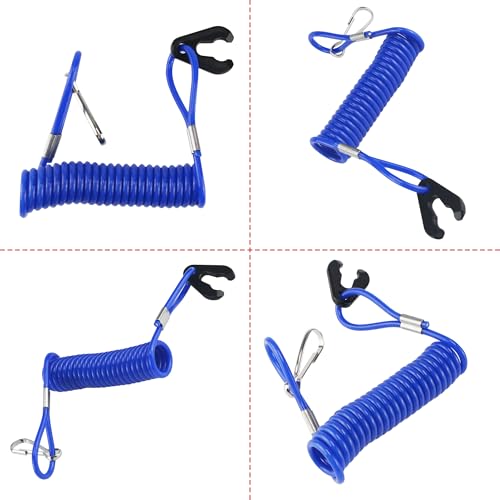 Image of Pack of 3 Boat Kill Switch Lanyard Blue for Outboard Motor | Tether Emergency Engine Stop Safety Jet Skis Universal Stop Switch Cord