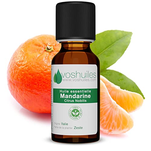Voshuiles - Huile Essentielle Mandarine - 10ml - 100% Pure et Naturelle - HEBBD - Utilisation en Massage dans Huile Végétale - Parfum Très Aromatique - Traçabilité et Qualité - Entreprise Française