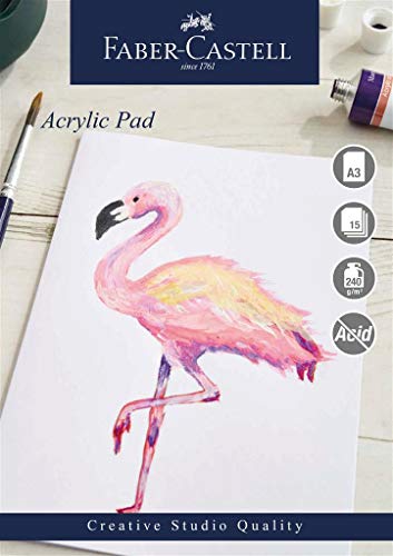 Faber-Castell Creative Studio Acryl-Papierblock, A3, gummiert, 240 g/m², 15 Blatt