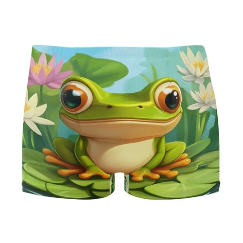 Cute Frog Lotus Flower Mens Swim Trunk Swimwear Bathing Suit Swim Brief Square Leg Board Short S S0406537